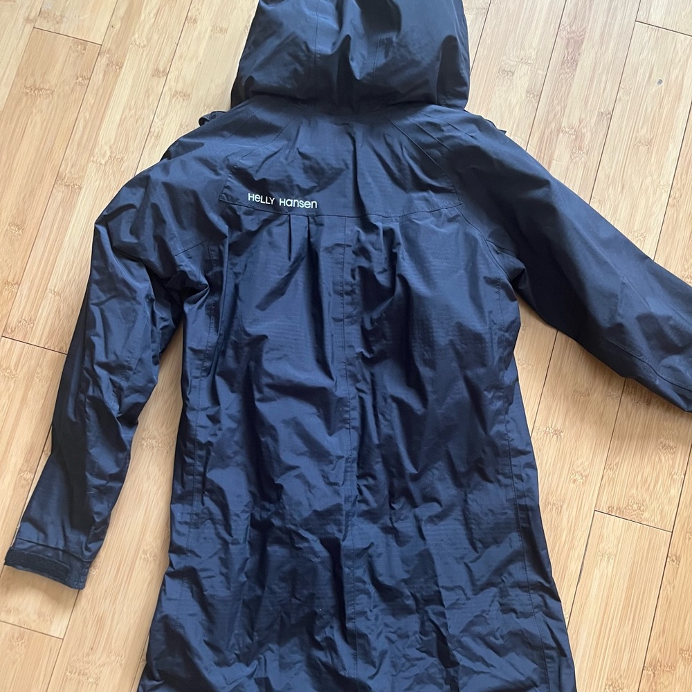 Helly Hansen Rain jacket black long hooded, black polyamide polyester size xs - Picture 3 of 8